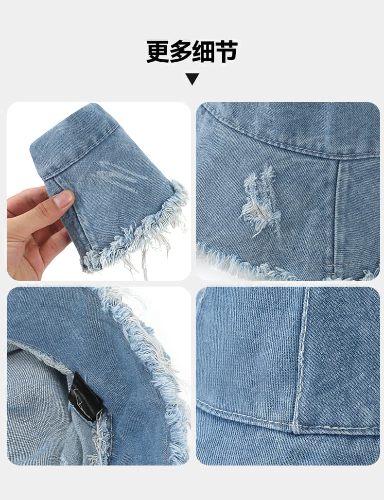 Wide-Brim Washed Distressed Fisherman's Hat