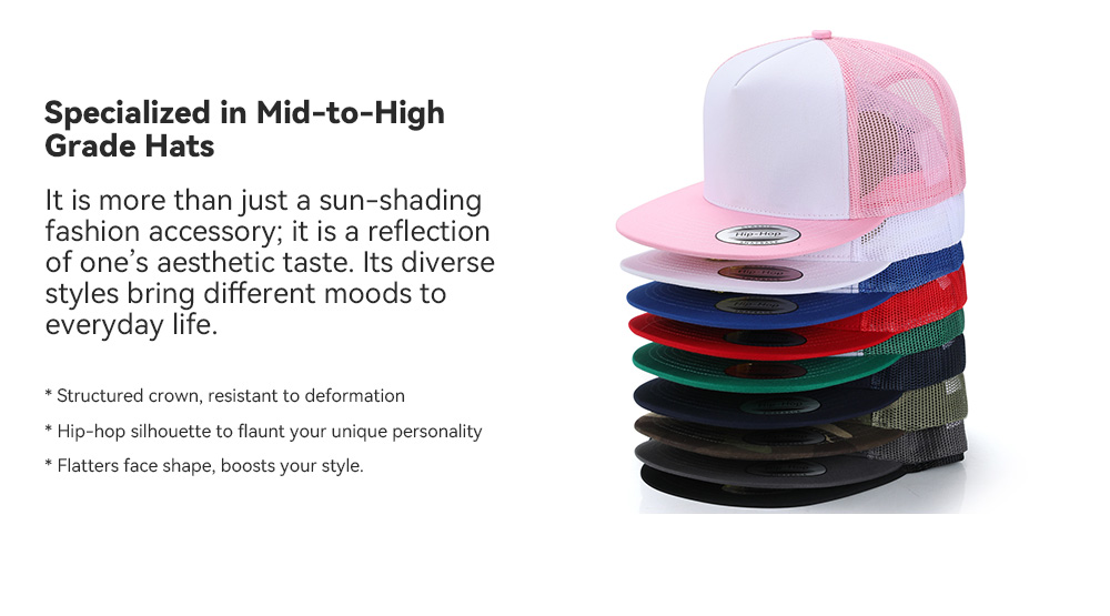 5 Panel  Flat Brim Baseball Cap