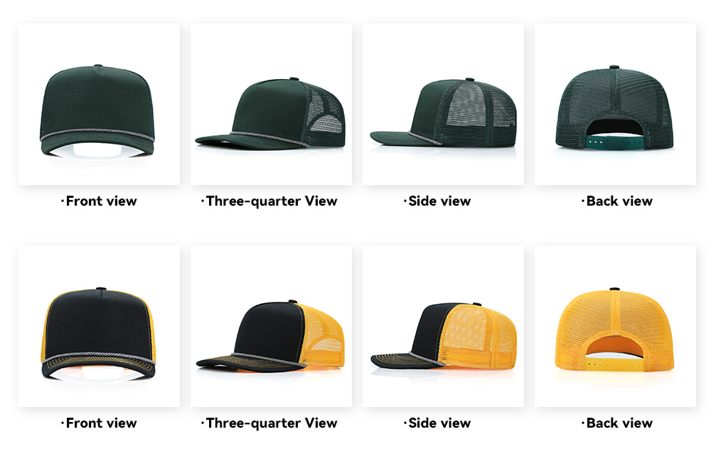 5 Panel Slightly Curved Brim Trucker Baseball Cap