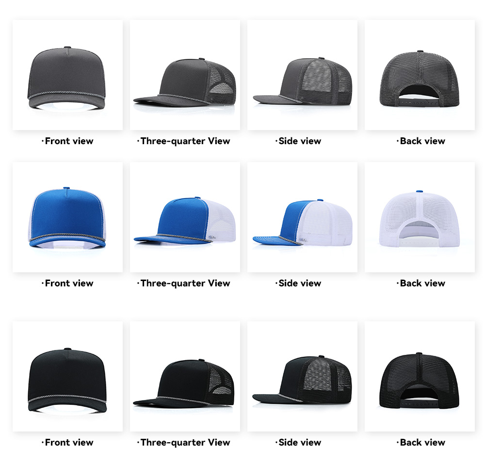 5 Panel Slightly Curved Brim Trucker Baseball Cap