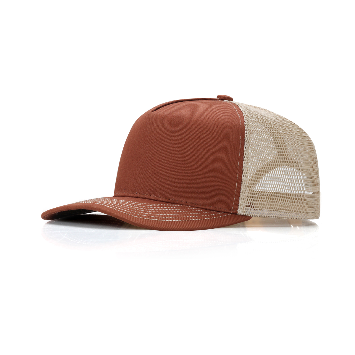 5 Panel Slightly Curved Brim Trucker Baseball Cap