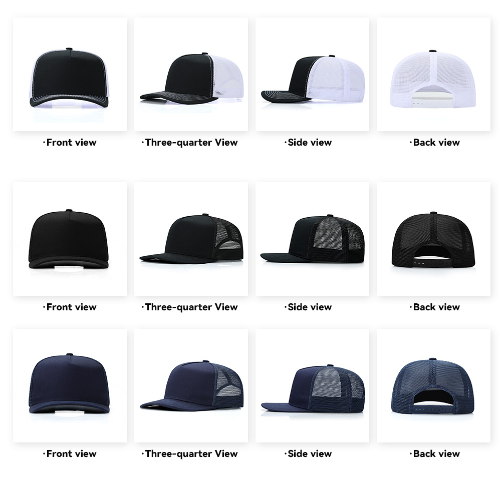 5 Panel Slightly Curved Brim Trucker Baseball Cap   --CN550