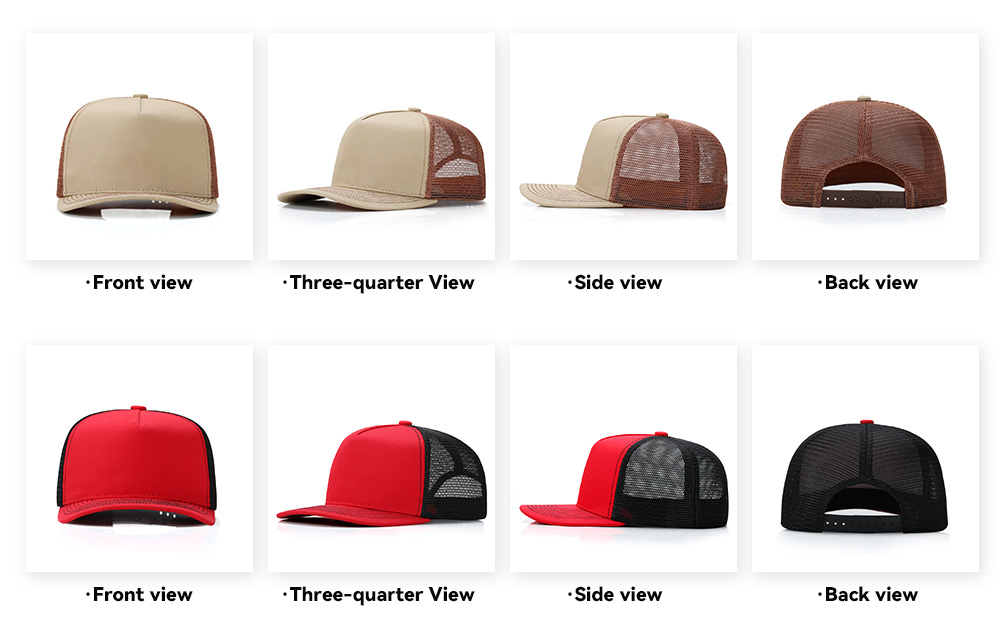 5 Panel Slightly Curved Brim Trucker Baseball Cap   --CN550