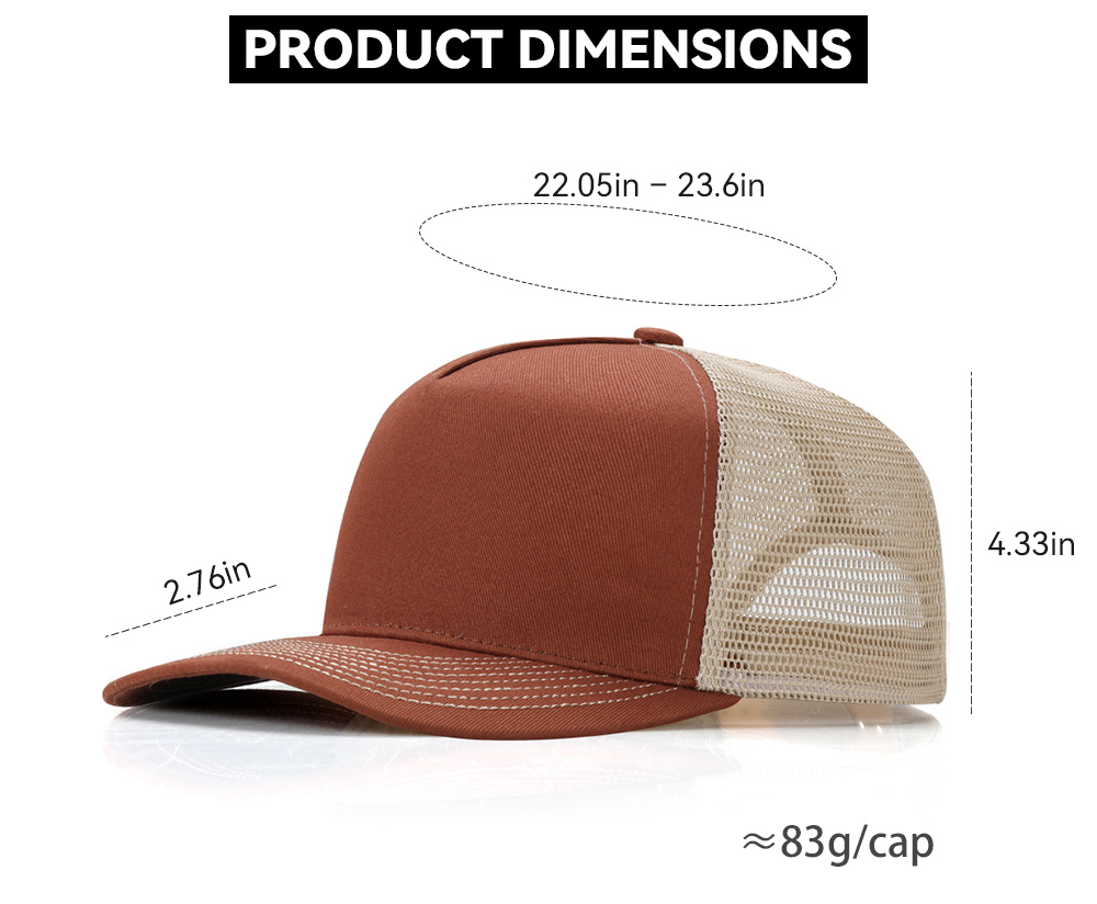 5 Panel Slightly Curved Brim Trucker Baseball Cap   --CN550