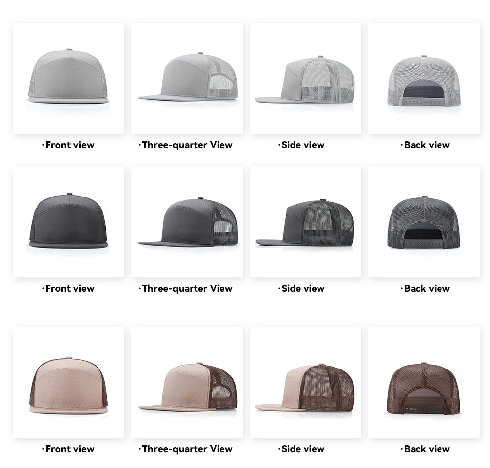 7-Panel Flat Brim Trucker Baseball Cap