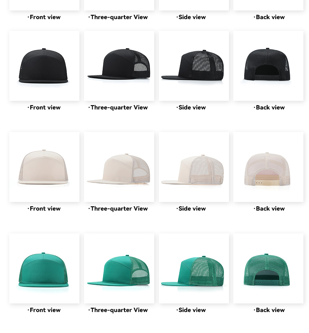 7-Panel Flat Brim Trucker Baseball Cap