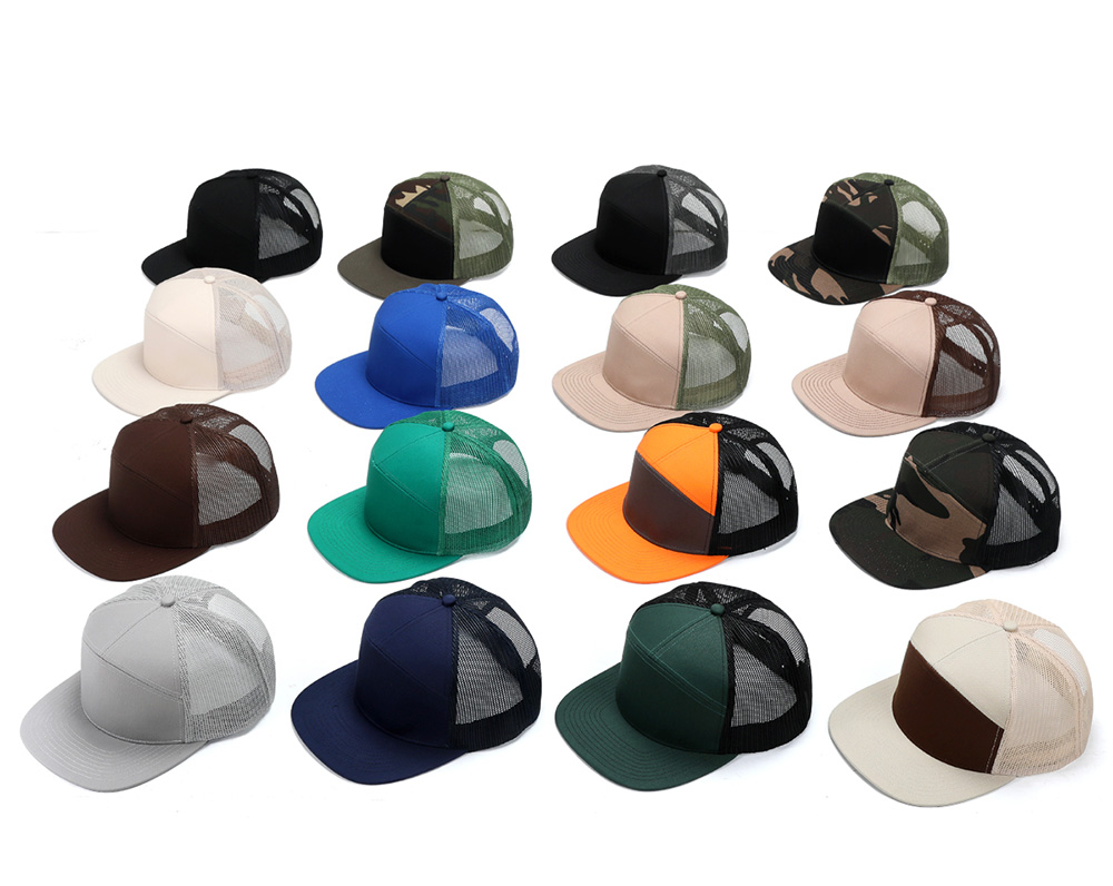 7-Panel Flat Brim Trucker Baseball Cap