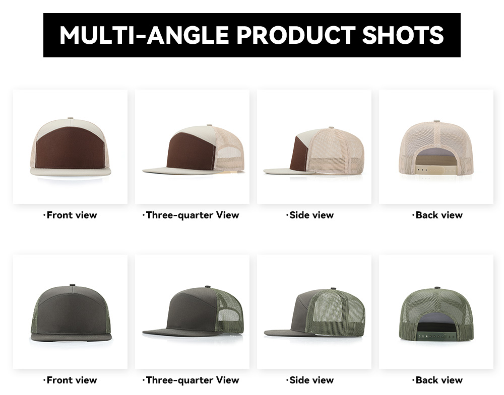 7-Panel Flat Brim Trucker Baseball Cap