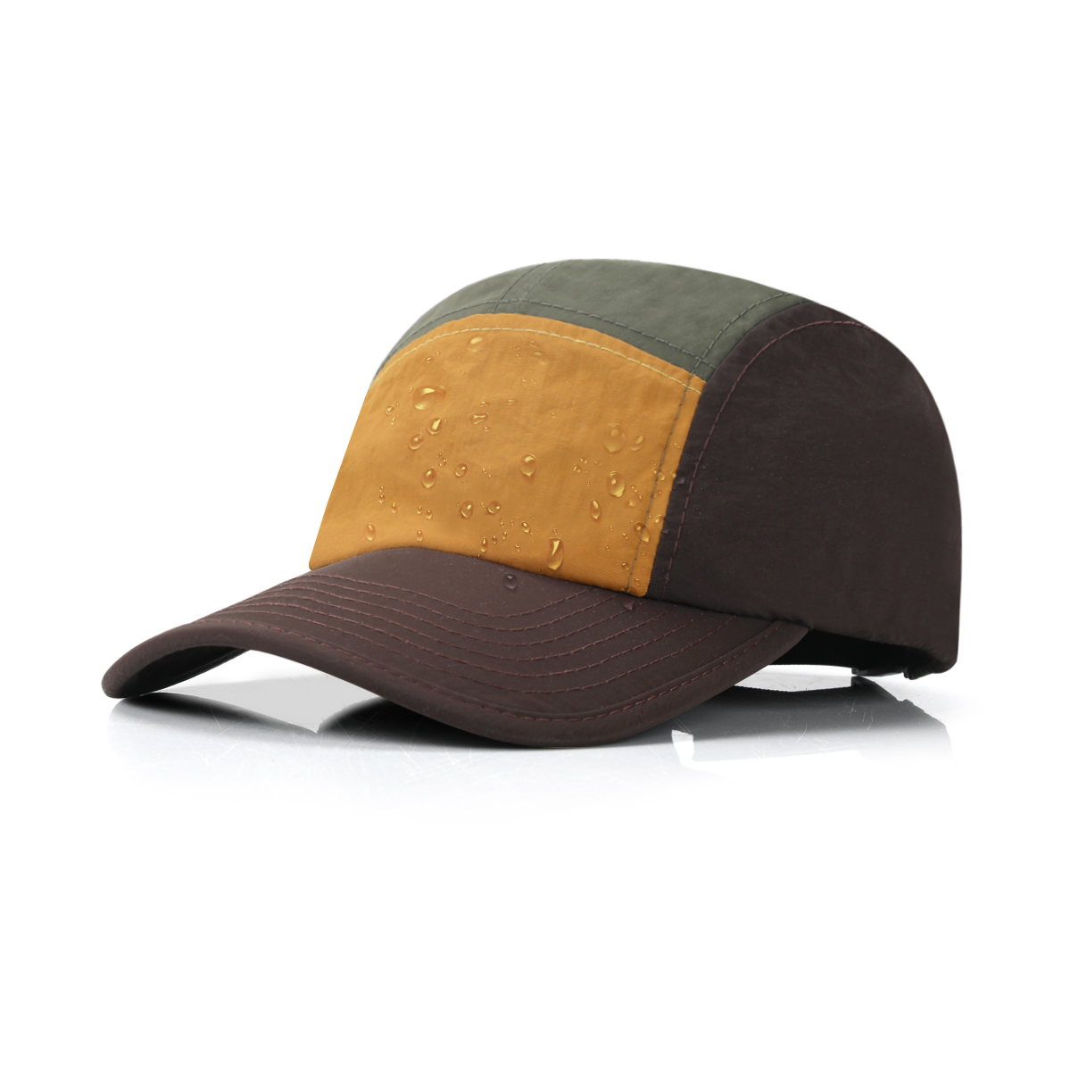 5-Panel Color Block Quick Dry Water Repellent Bound Brim Baseball Cap