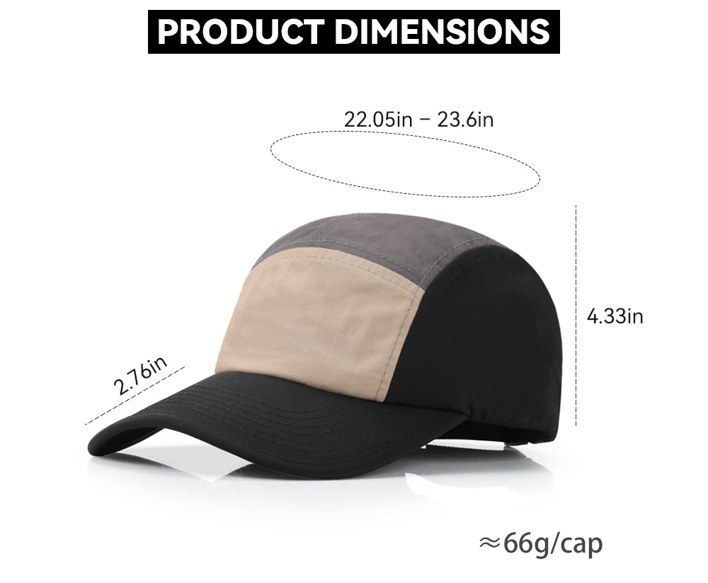 5-Panel Color Block Quick Dry Water Repellent Bound Brim Baseball Cap