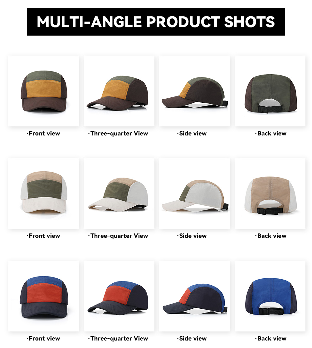 5-Panel Color Block Quick Dry Water Repellent Bound Brim Baseball Cap