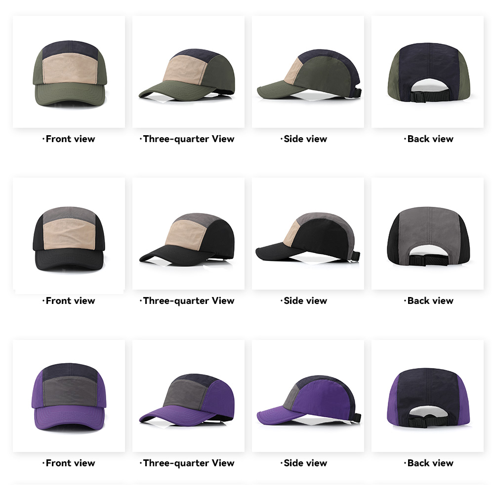 5-Panel Color Block Quick Dry Water Repellent Bound Brim Baseball Cap