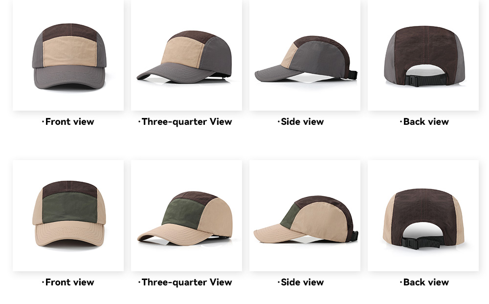 5-Panel Color Block Quick Dry Water Repellent Bound Brim Baseball Cap
