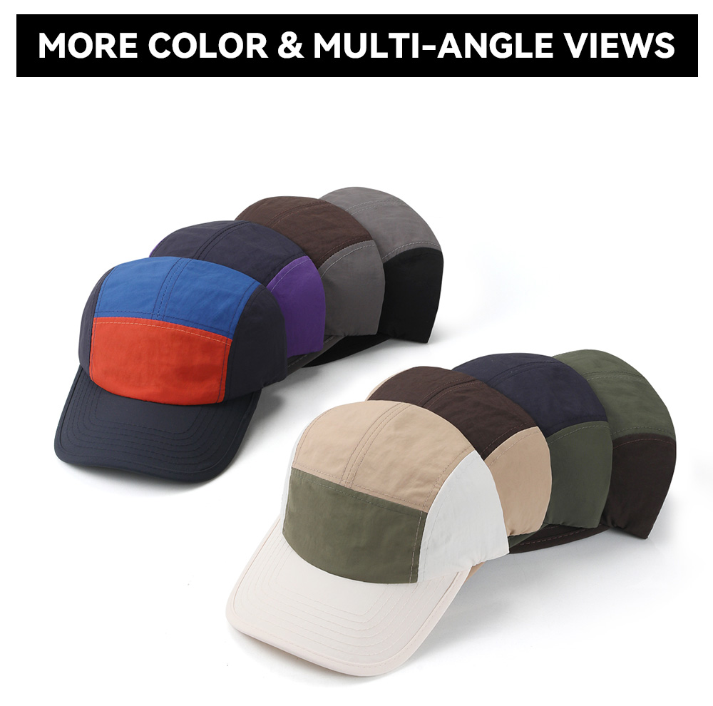 5-Panel Color Block Quick Dry Water Repellent Bound Brim Baseball Cap