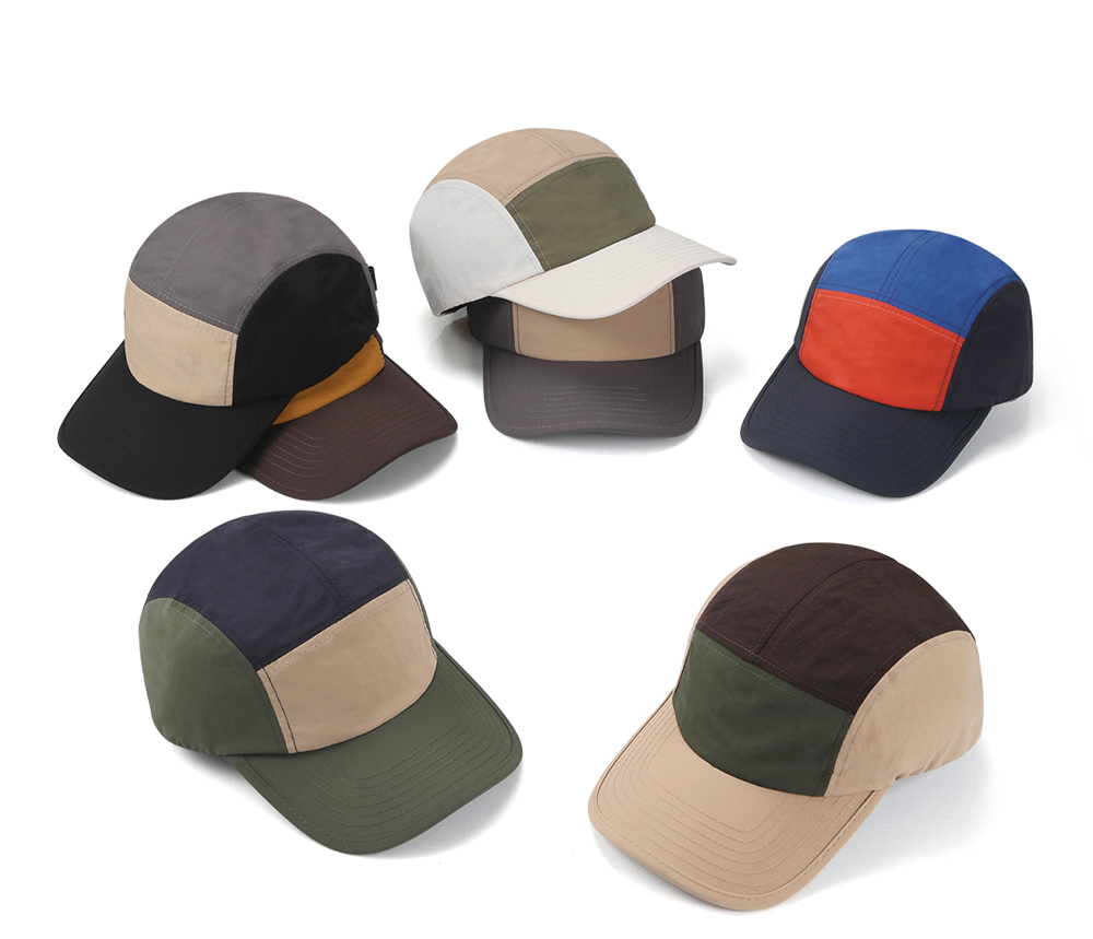 5-Panel Color Block Quick Dry Water Repellent Bound Brim Baseball Cap