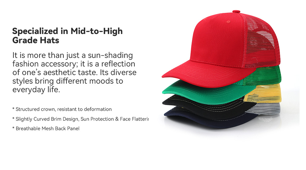 5-Panel Color Block Breathable Slightly Curved Brim Trucker Baseball Cap
