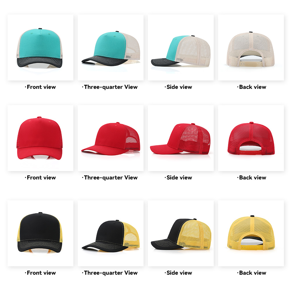 5-Panel Color Block Breathable Slightly Curved Brim Trucker Baseball Cap