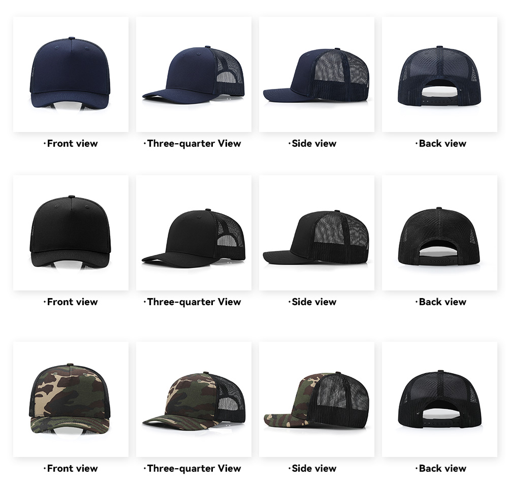 5-Panel Color Block Breathable Slightly Curved Brim Trucker Baseball Cap
