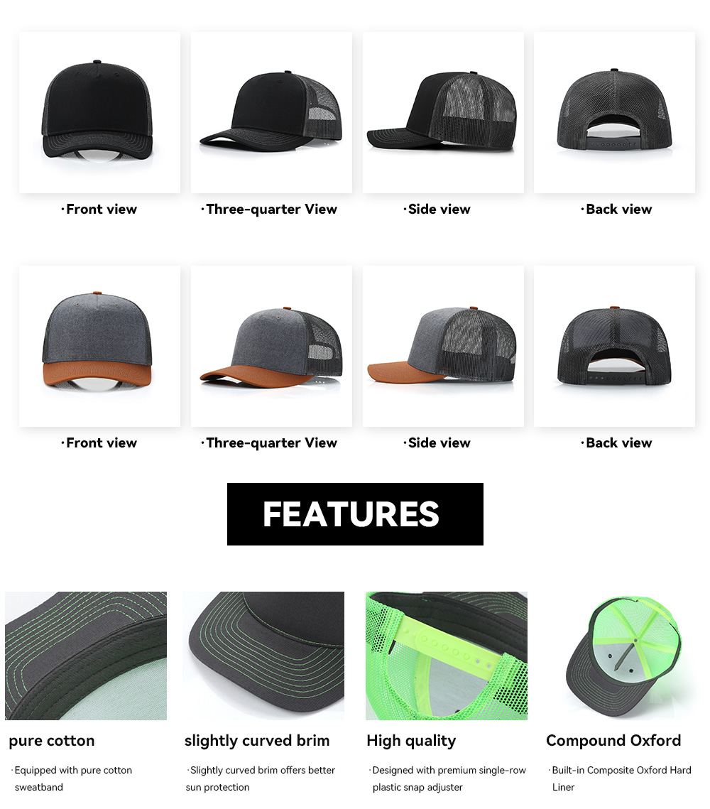 5-Panel Color Block Breathable Slightly Curved Brim Trucker Baseball Cap