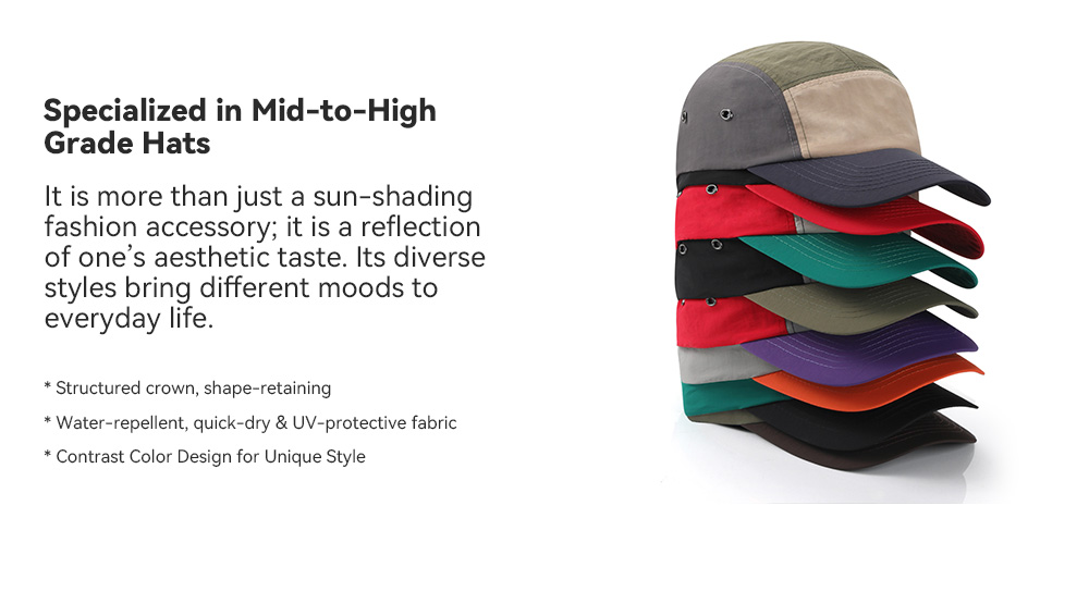 5-panel Color Block Quick Dry Light Water Repellent Baseball Cap