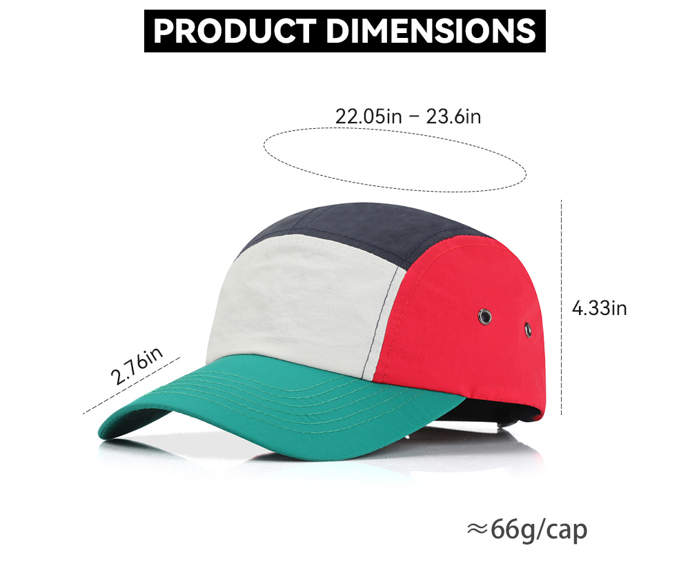 5-panel Color Block Quick Dry Light Water Repellent Baseball Cap