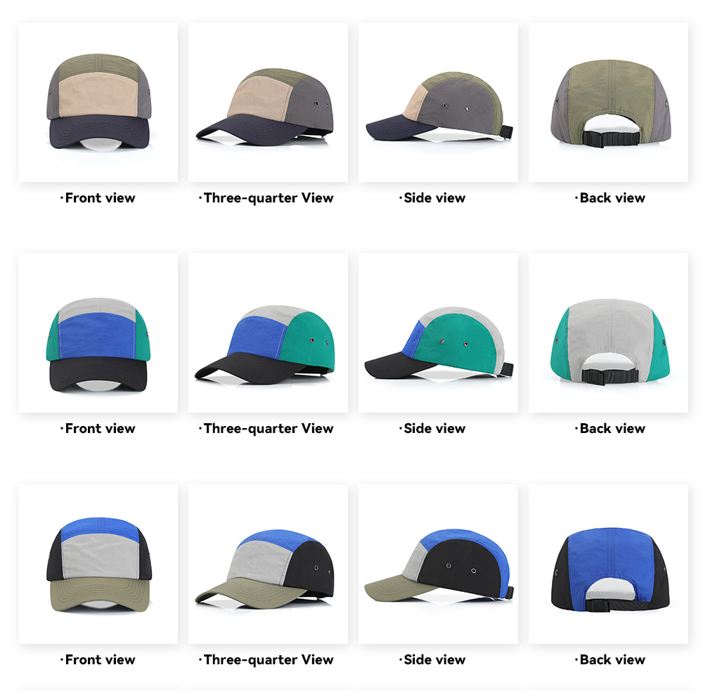 5-panel Color Block Quick Dry Light Water Repellent Baseball Cap