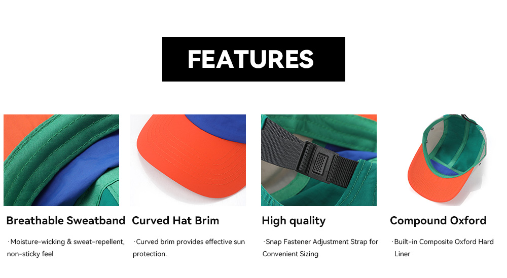 5-panel Color Block Quick Dry Light Water Repellent Baseball Cap