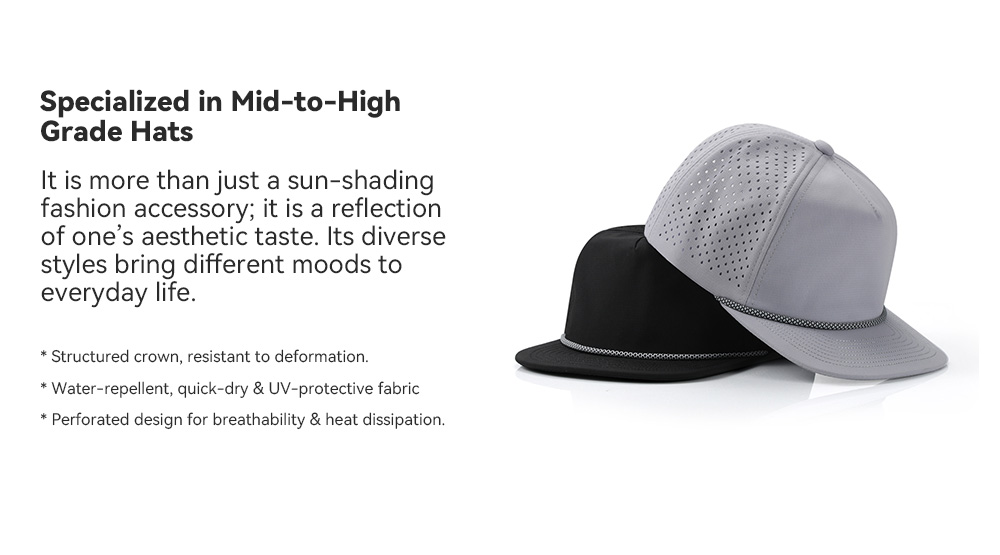 5 Panel Baseball Cap with Decorative Drawstring, Quick Dry & Water Repellent   --Q5510