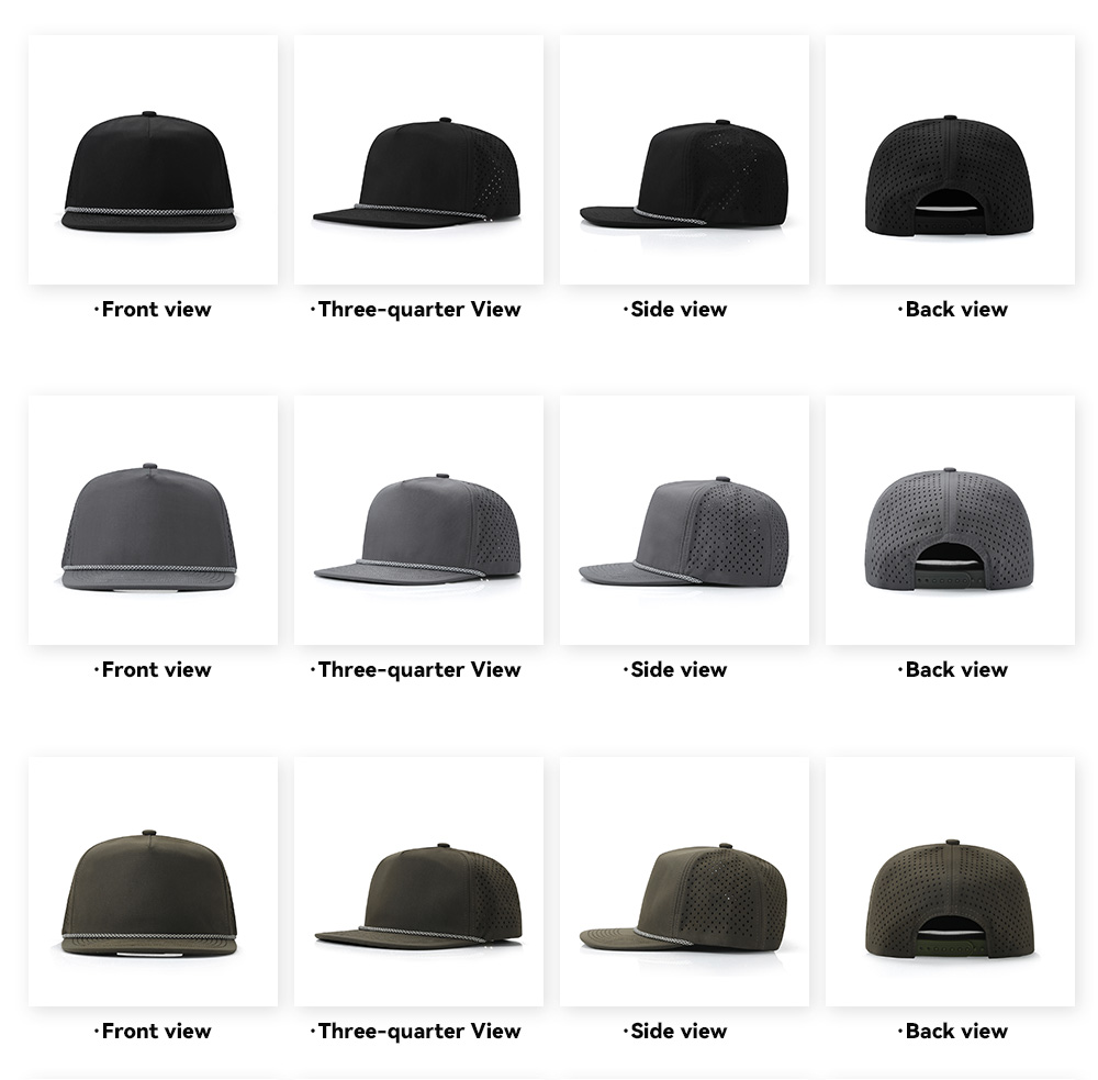 5 Panel Baseball Cap with Decorative Drawstring, Quick Dry & Water Repellent   --Q5510