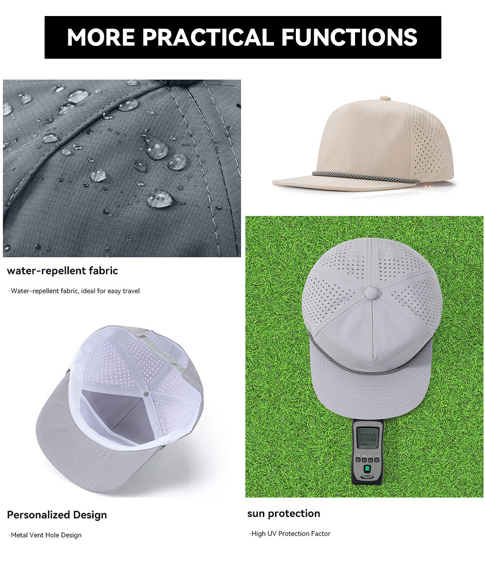 5 Panel Baseball Cap with Decorative Drawstring, Quick Dry & Water Repellent   --Q5510