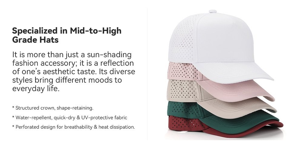 5 Panel Curved Brim Quick Dry Water Repellent Baseball Cap   --Q5300