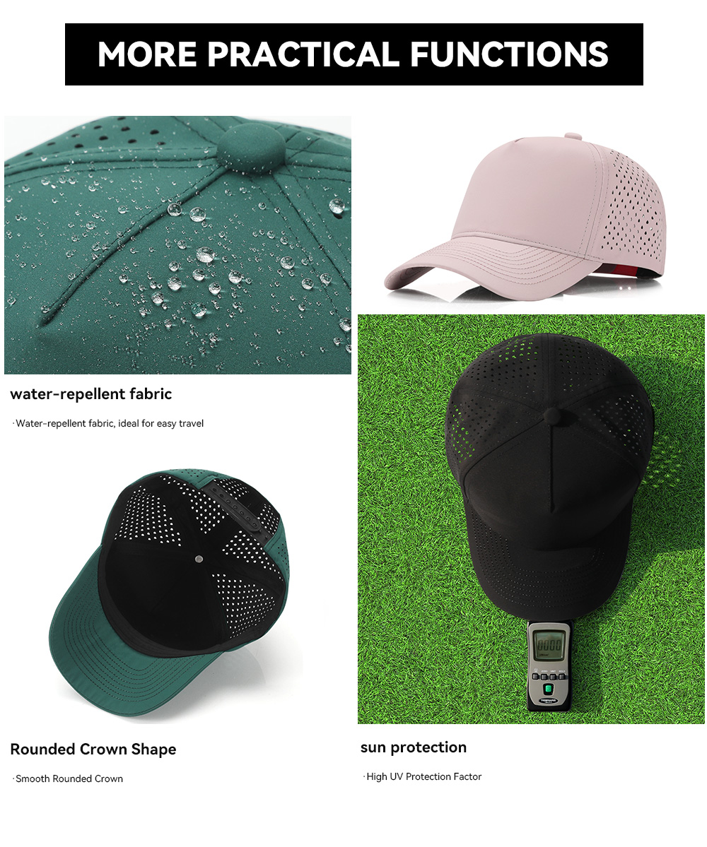 5 Panel Curved Brim Quick Dry Water Repellent Baseball Cap   --Q5300