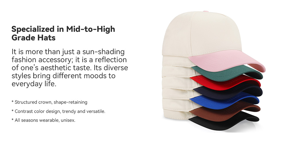Two Tone 5-Panel Baseball Cap   --C533
