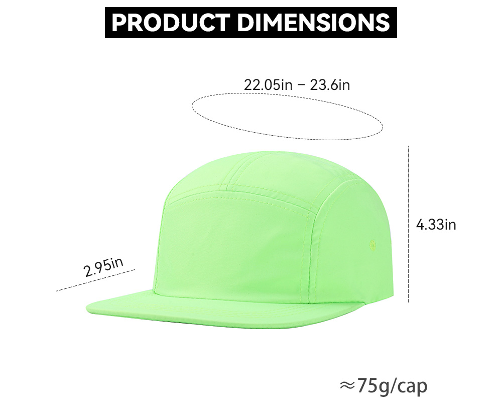 5-Panel Quick Dry Water Repellent Flat Brim Baseball Cap    --Q609