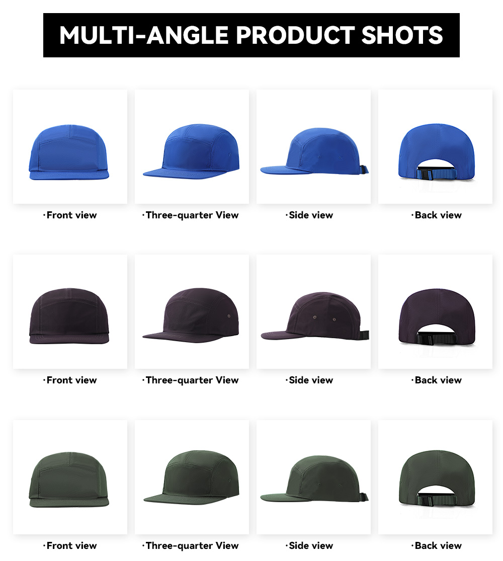5-Panel Quick Dry Water Repellent Flat Brim Baseball Cap    --Q609