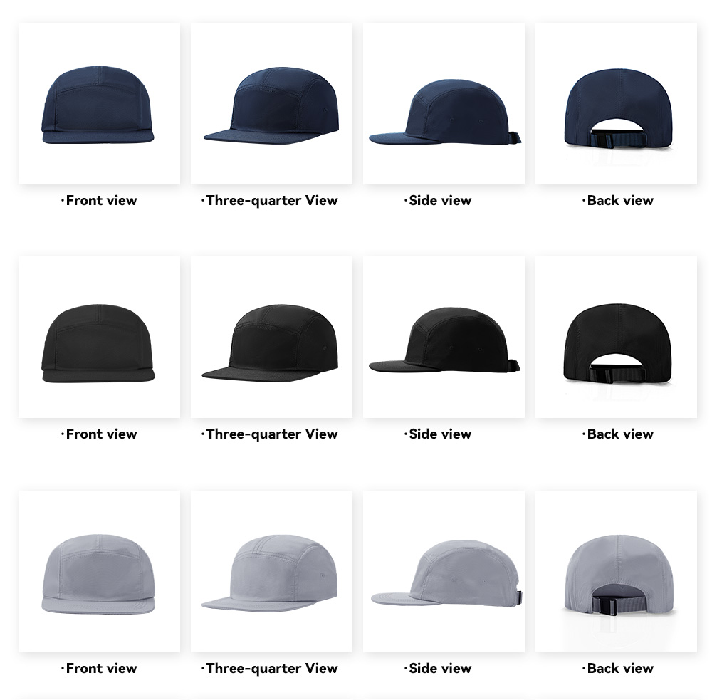 5-Panel Quick Dry Water Repellent Flat Brim Baseball Cap    --Q609