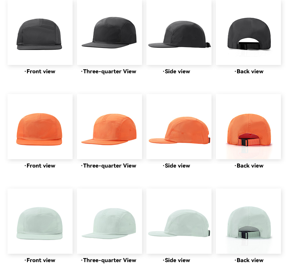 5-Panel Quick Dry Water Repellent Flat Brim Baseball Cap    --Q609