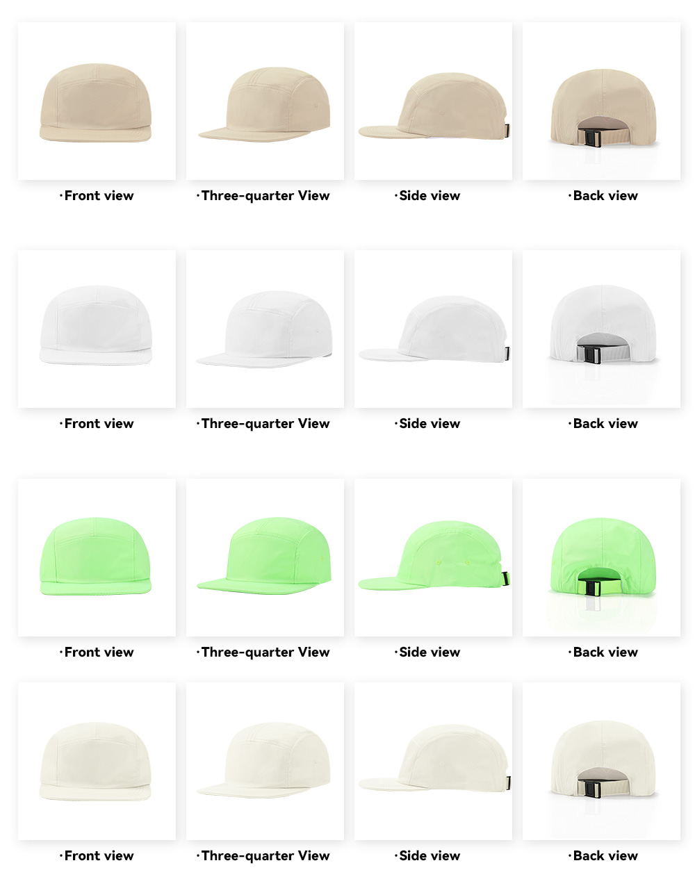 5-Panel Quick Dry Water Repellent Flat Brim Baseball Cap    --Q609