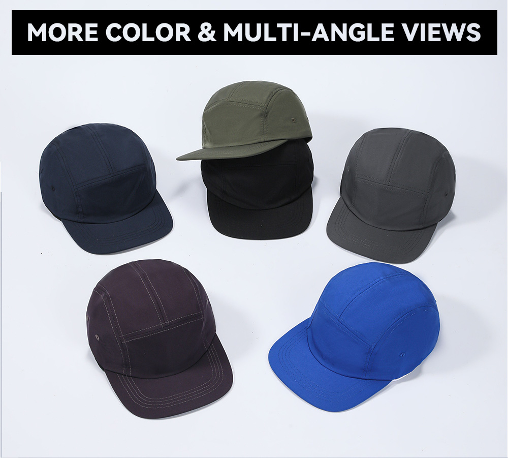 5-Panel Quick Dry Water Repellent Flat Brim Baseball Cap    --Q609