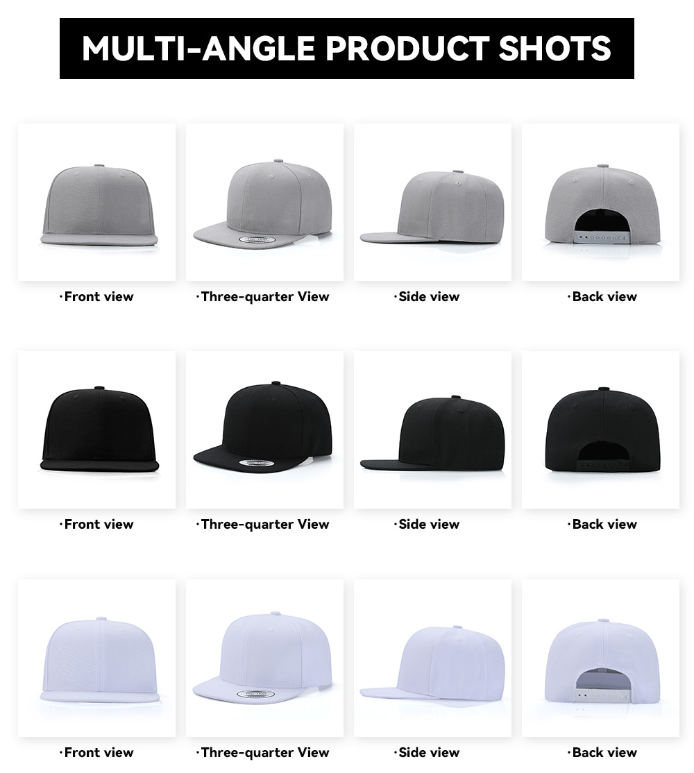 6 Panel Flat Bill Baseball Cap   --A601