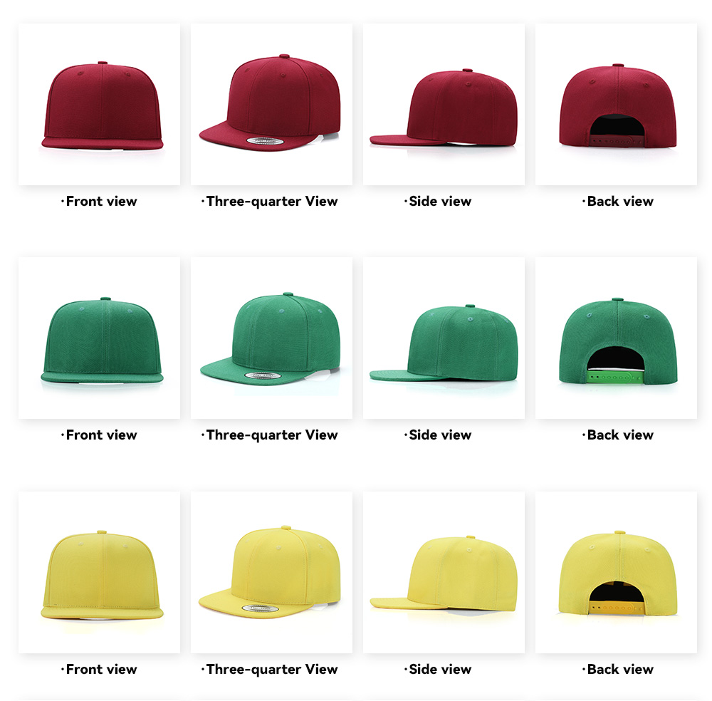 6 Panel Flat Bill Baseball Cap   --A601