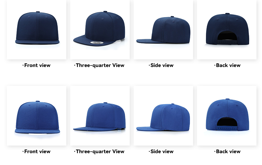 6 Panel Flat Bill Baseball Cap   --A601