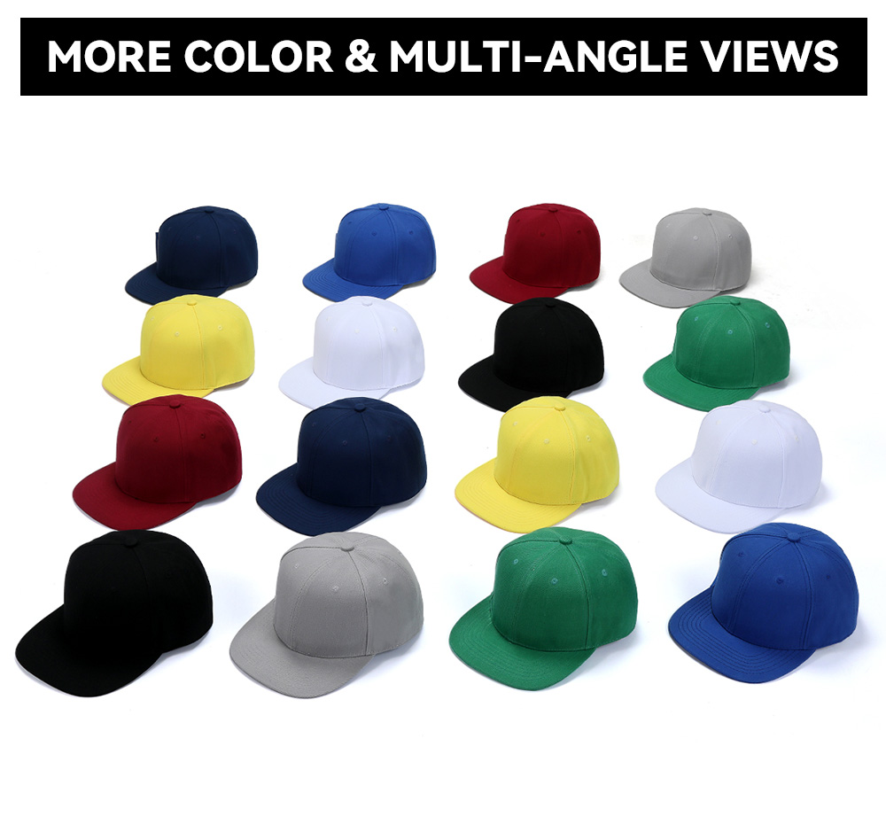 6 Panel Flat Bill Baseball Cap   --A601