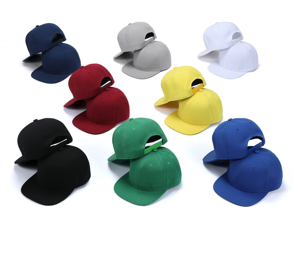 6 Panel Flat Bill Baseball Cap   --A601