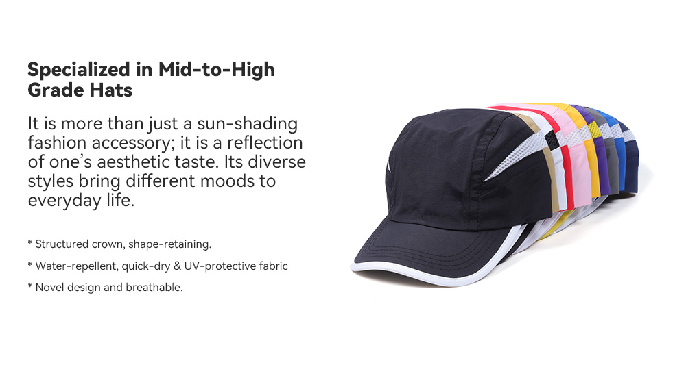 5-Panel Quick Dry Piping Baseball Cap    --Q7100