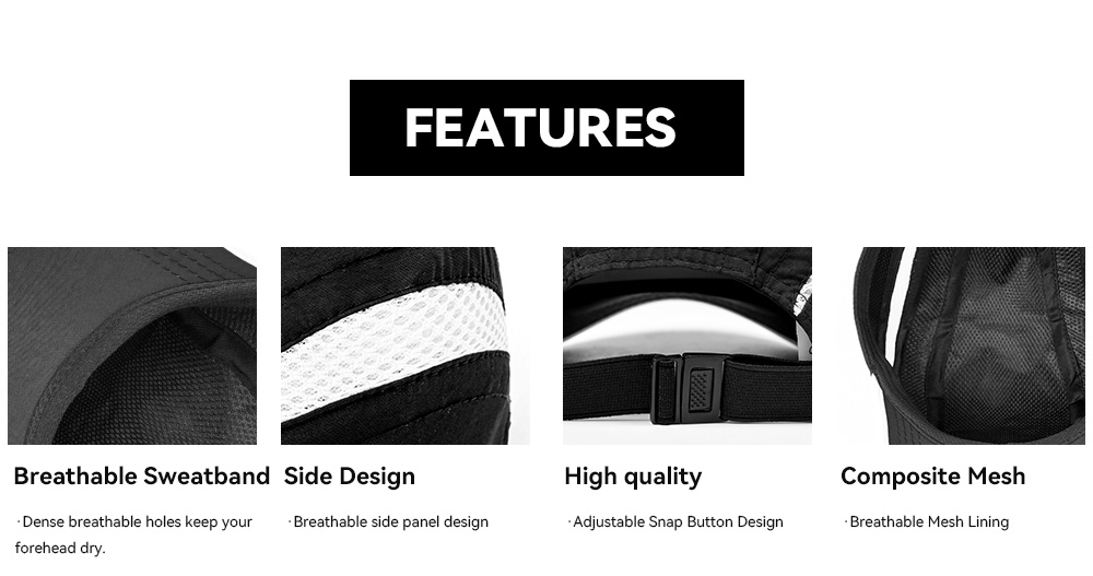 5-Panel Quick Dry Piping Baseball Cap    --Q7100