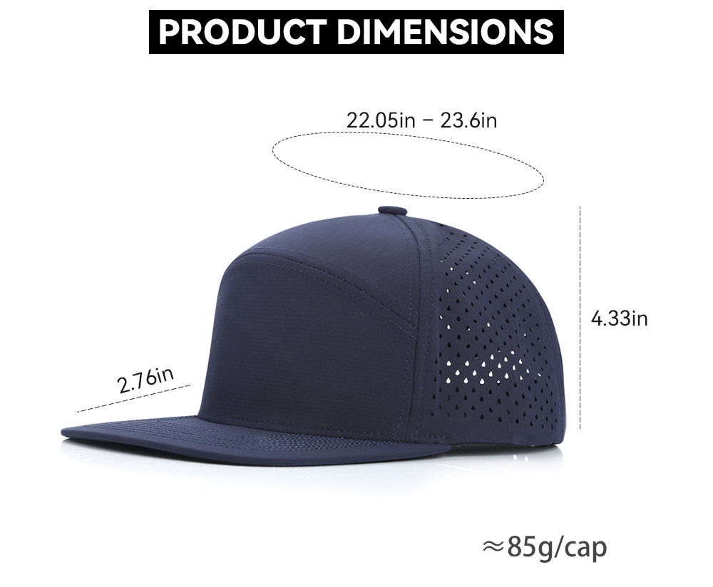 6-Panel Water-Resistant Quick Dry Flat Brim Baseball Cap   --Q8500