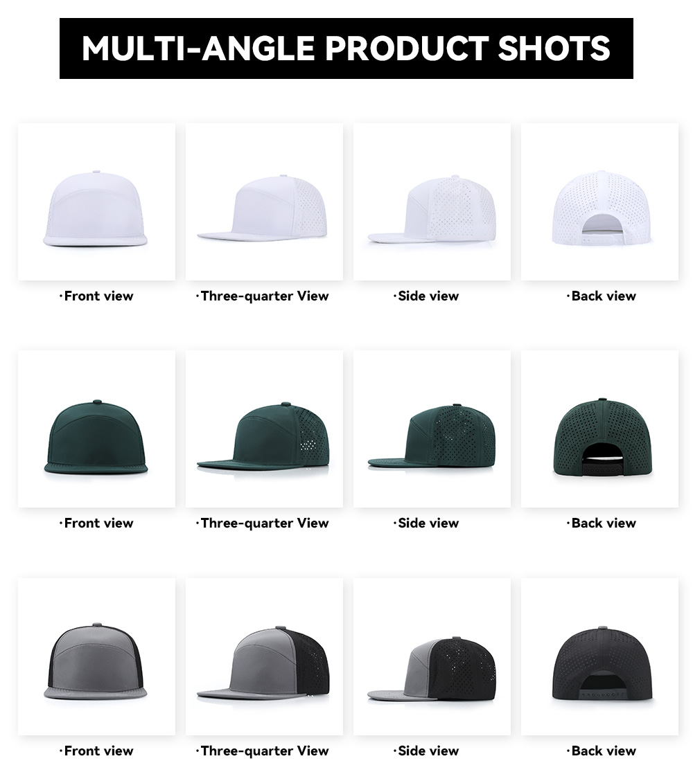 6-Panel Water-Resistant Quick Dry Flat Brim Baseball Cap   --Q8500