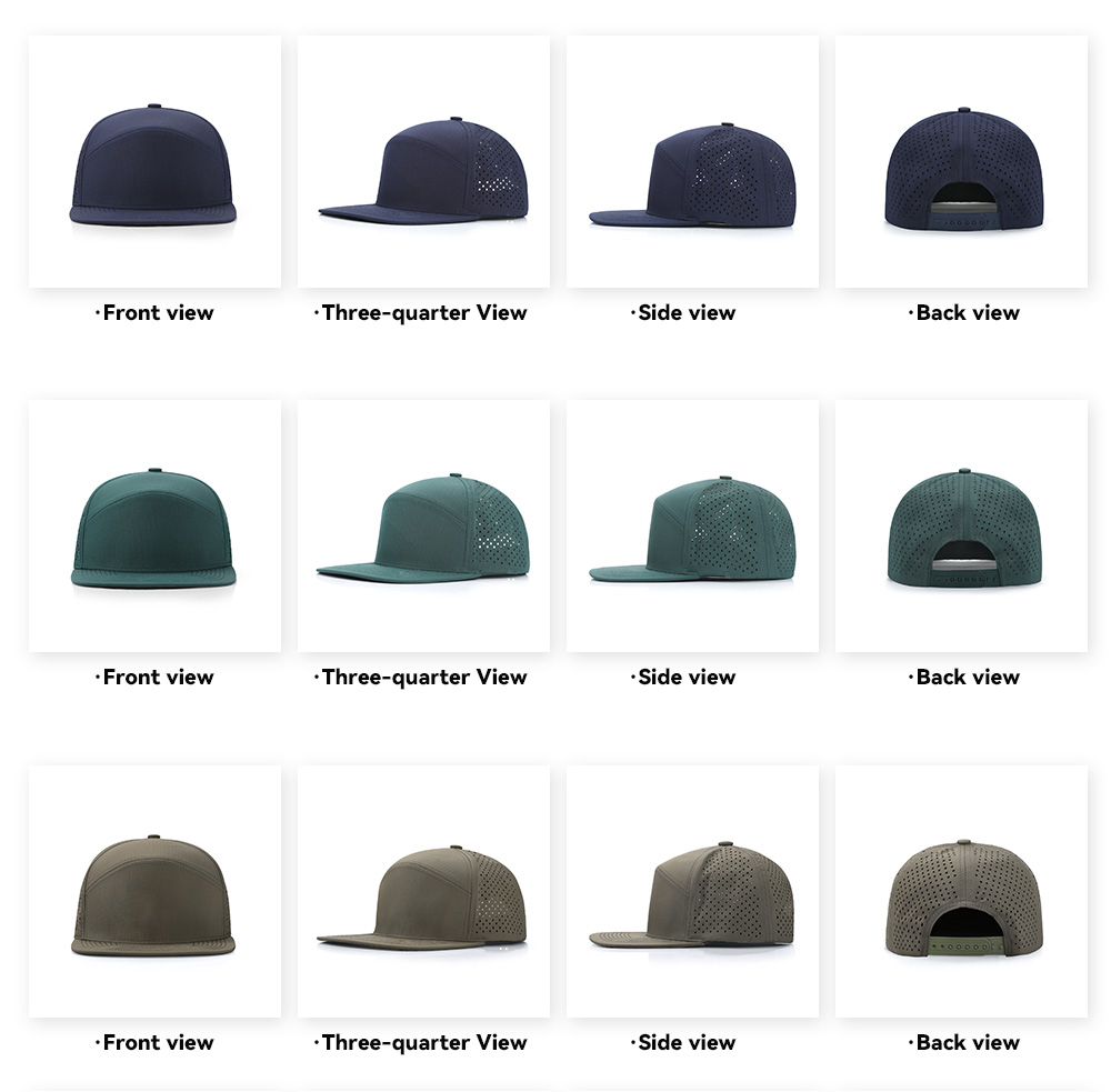 6-Panel Water-Resistant Quick Dry Flat Brim Baseball Cap   --Q8500