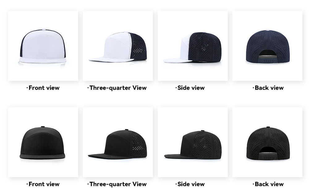 6-Panel Water-Resistant Quick Dry Flat Brim Baseball Cap   --Q8500